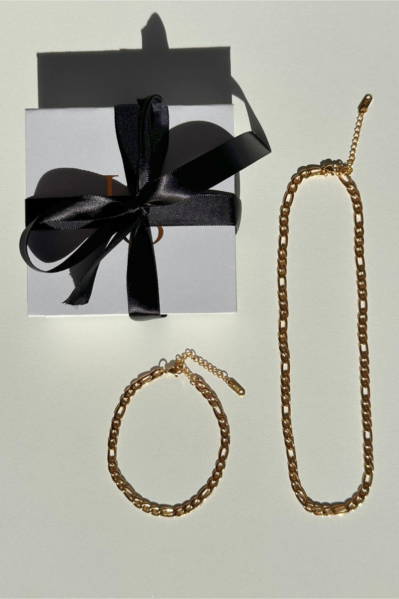 Figaro Necklace & Gabrielle bracelet (Save $19) - Live By Gold