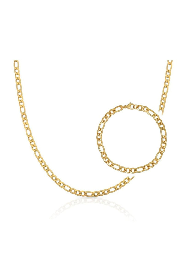 Figaro Necklace & Gabrielle bracelet & Shelly Earrings - Live By Gold