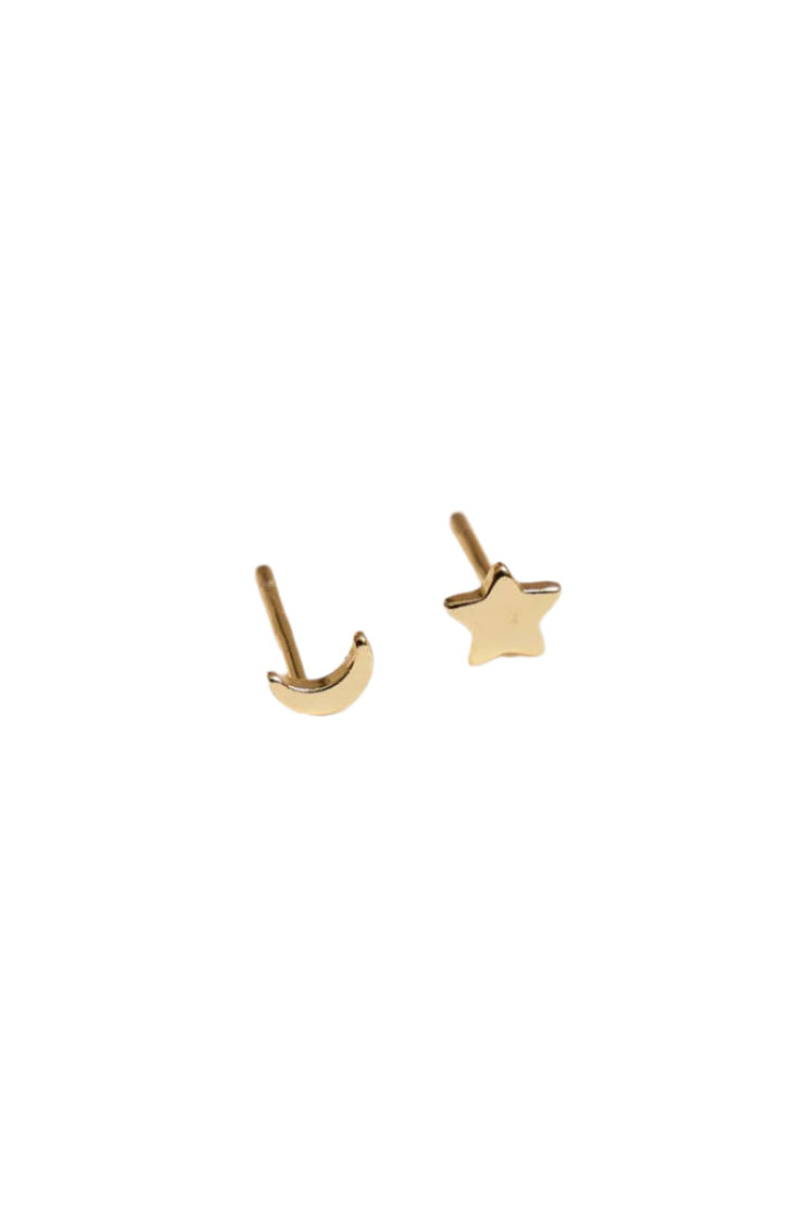 Star and Moon Studs - Live By Gold