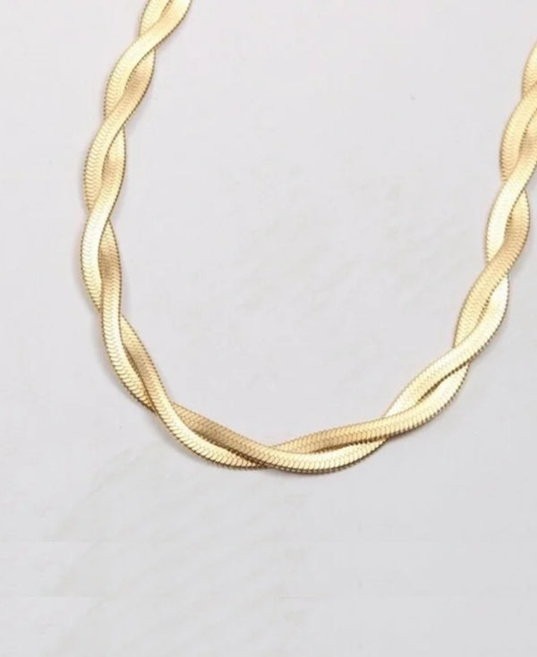 Twisted Herringbone Necklace - Sample - Live By Gold