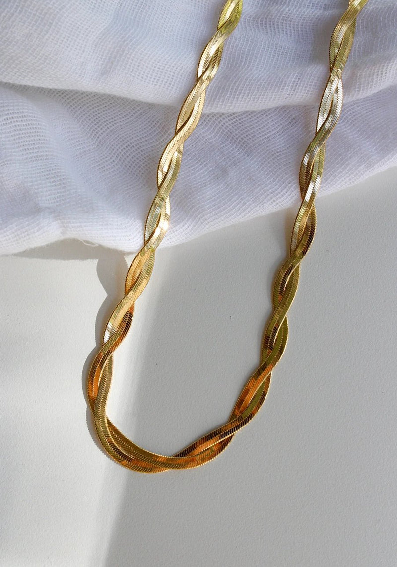 Twisted Herringbone Necklace - Sample - Live By Gold